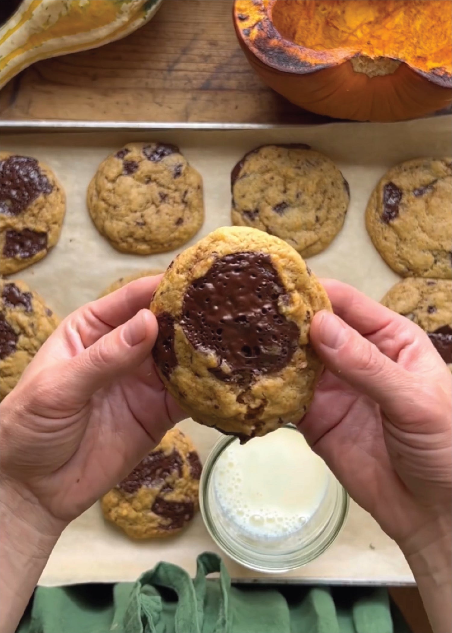 Pumpkin Sourdough Chocolate Chip Cookies